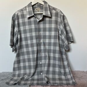 Haggar gray plaid button down short sleeve shirt
